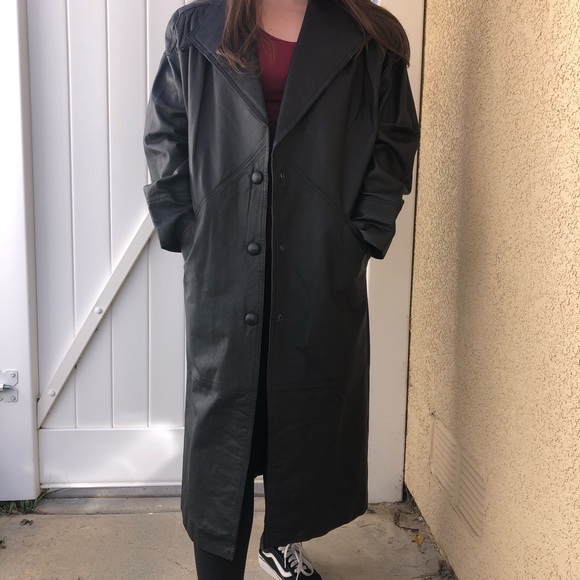 Wilsons Leather Jackets & Blazers - Vintage Wilson’s Leather Black Duster Trench Coat